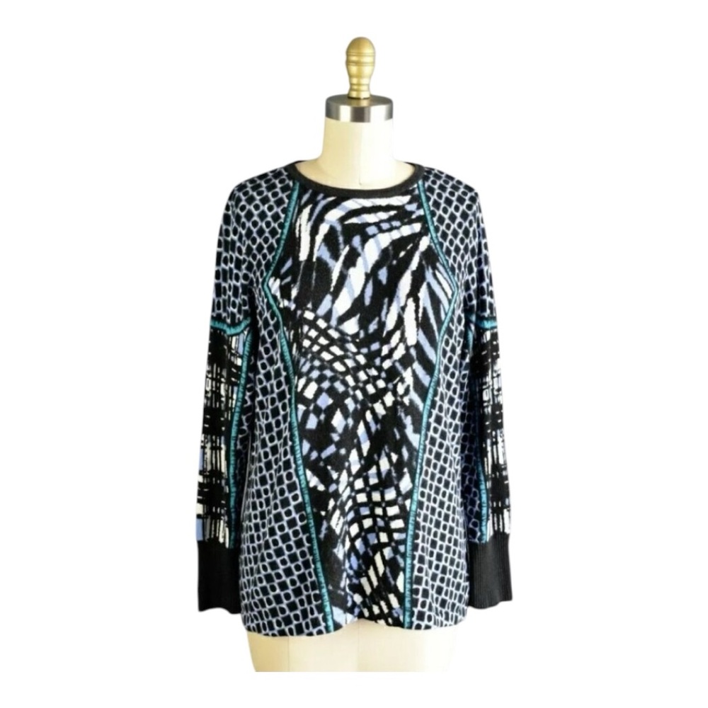 BOB MACKIE WEARABLE ART ABSTRACT KNIT PULLOVER SWEATER Sz 1X